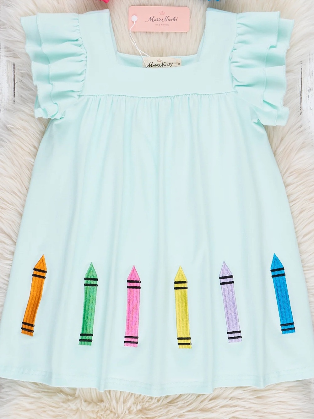 Marie Nicole Rainbow Crayons Cotton Ruffle Dress